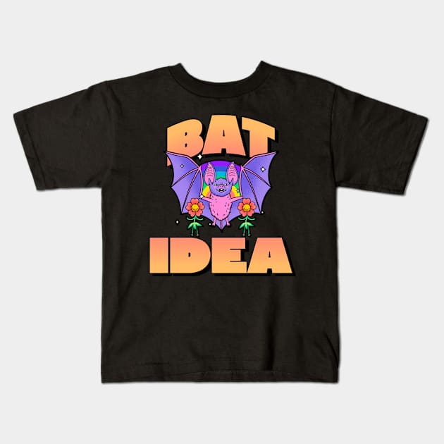 Bat Idea Bat Kids T-Shirt by Golden Eagle Design Studio